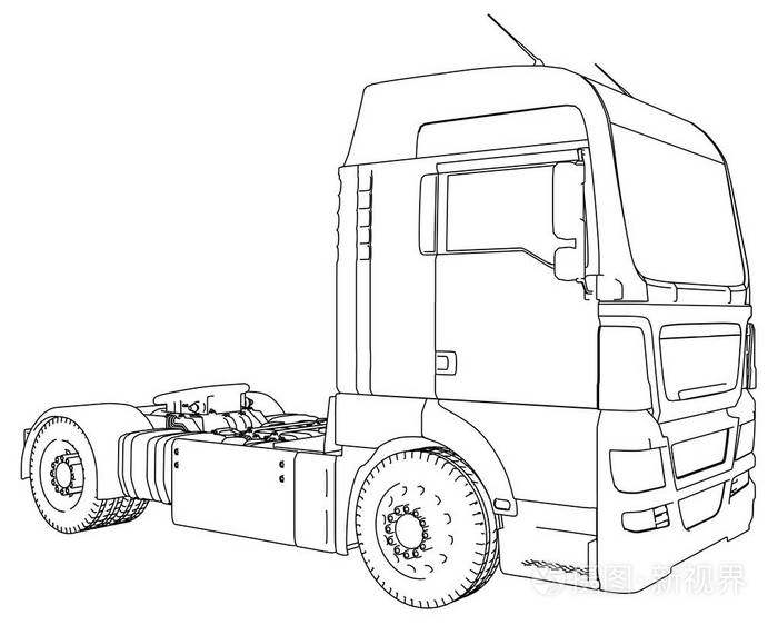 插画 商用货物运输车.孤立.创建了3d 的插图.线框.eps