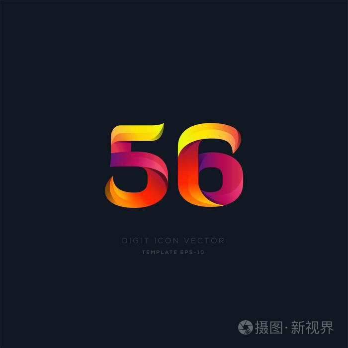 三维数字56数字标志图标几何企业身份矢量图