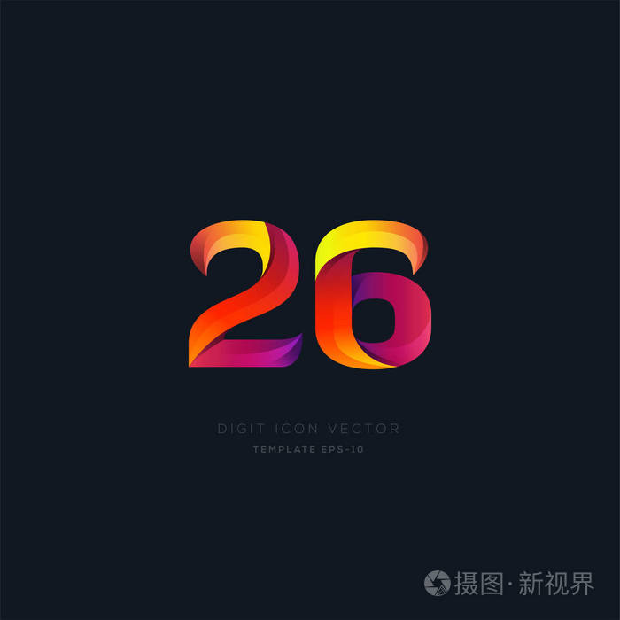 3位数字26标志图标几何企业身份矢量图