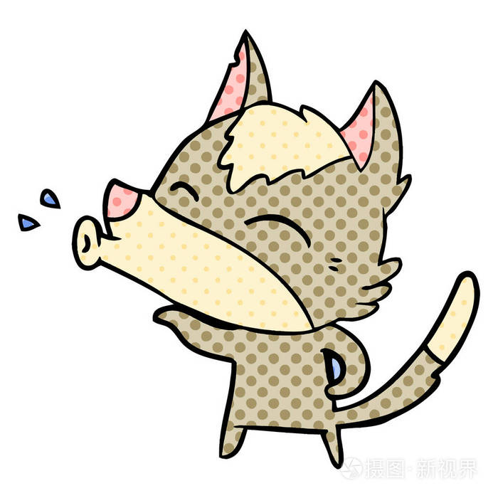 狼嚎漫画矢量插图