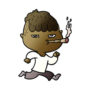 卡通人物跑步时抽烟照片