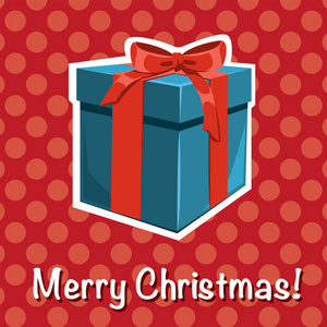 红色背景礼品盒圣诞快乐图标矢量插图设计