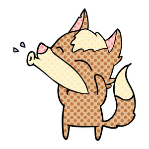 漫画卡通口哨狼嚎漫画矢量插图照片