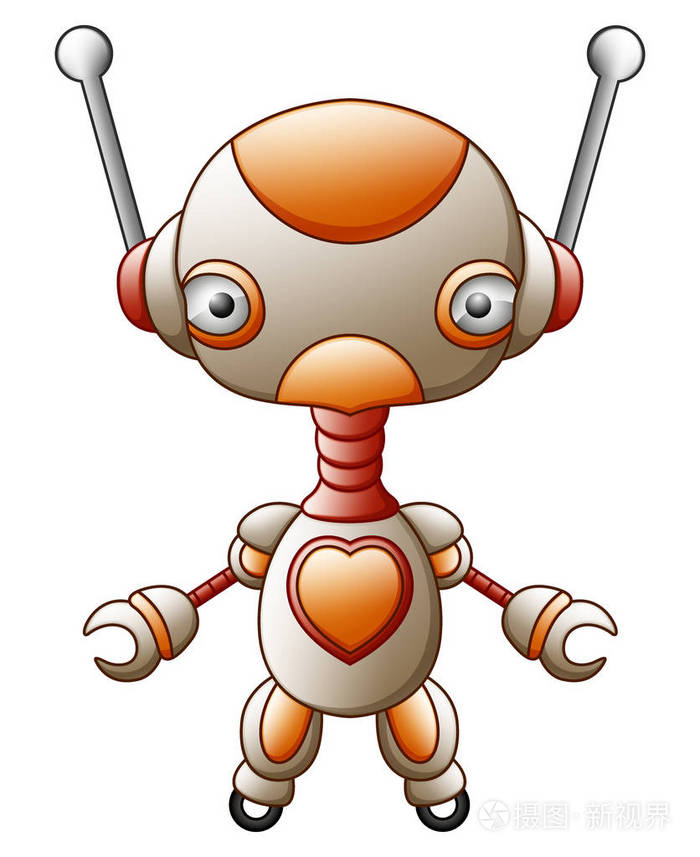 白底卡通人物可爱机器人矢量图