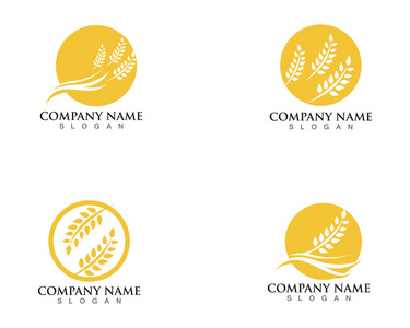 农业小麦 Logo 模板矢量图标设计