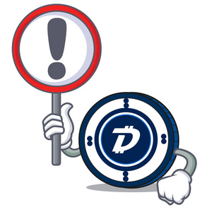 与符号 Digibyte 硬币字符卡通