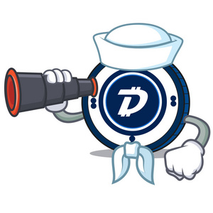 水手与双目 Digibyte 硬币吉祥物卡通