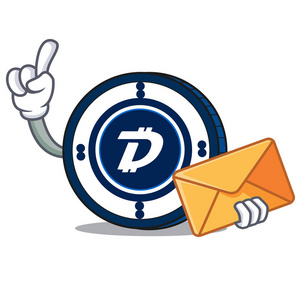 用信封 Digibyte 硬币字符卡通