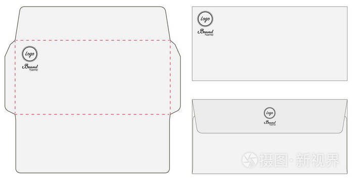 信封模切模拟模板矢量