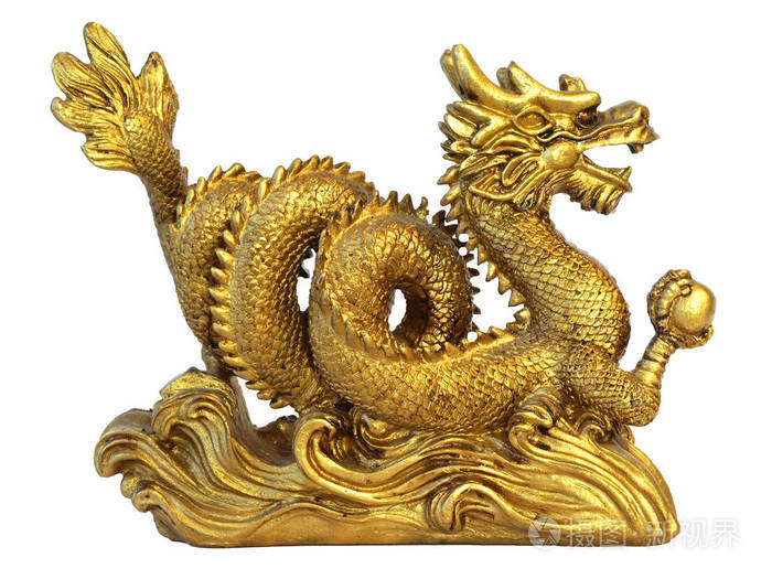 白色背景下孤立的中国龙形特写