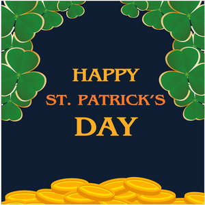 s day Clover Leaves Gold Coin Background Vector Image