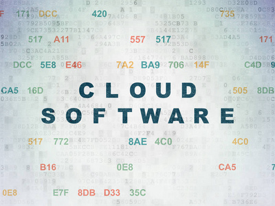 云计算的概念 数字数据纸张背景上的云软件