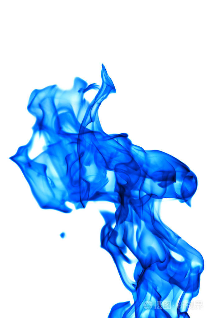 白色背景下的蓝色火焰隔离