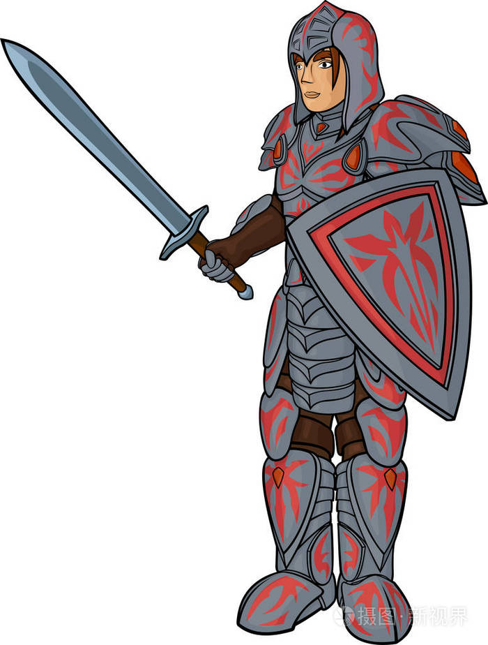 穿着白色背景的重型盔甲的勇士插画-正版商用图片11ko3r-摄图新视界