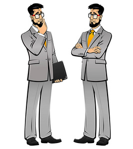 西装革履的男人思索着.商人,老板.一组图像.照片