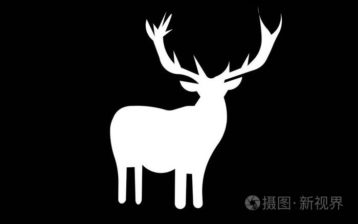 白色免费剪贴画鹿剪影黑色背景