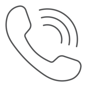 电话薄线图标, 通信和支持, 电话符号矢量图形, 在白色背景上的线性模式, eps 10