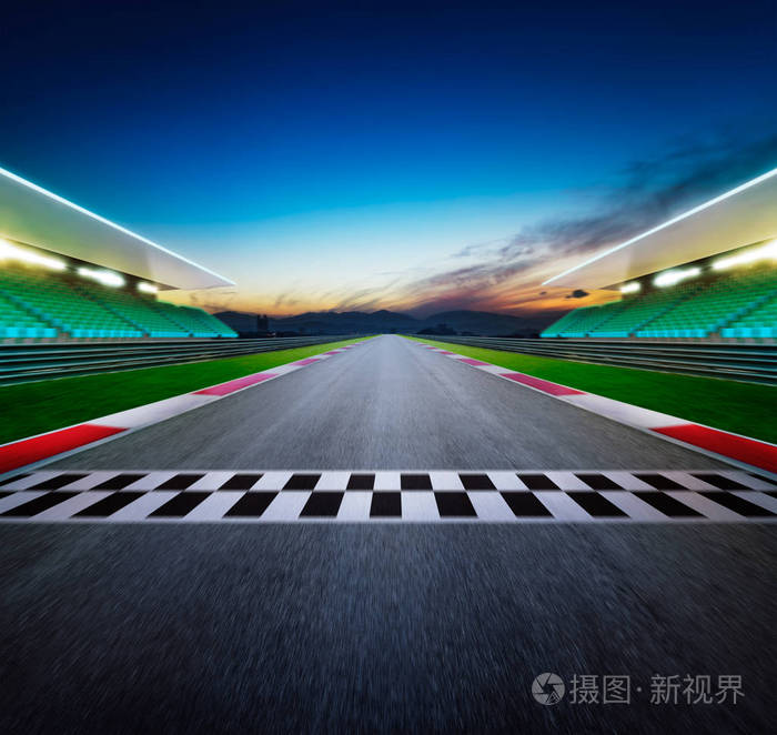 运动模糊的跑道与起跑线 夜景 垂直海报格式