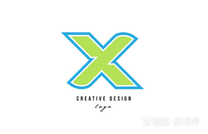 蓝绿色字母 x 徽标图标设计