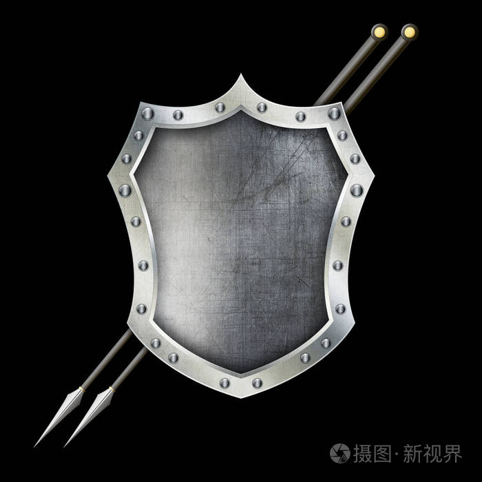 古代金属盾与两矛