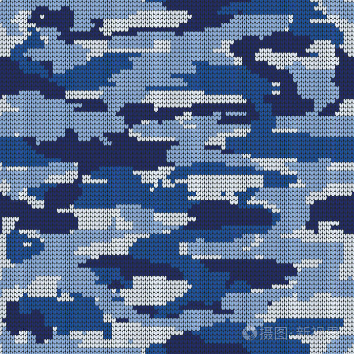 抽象针织无缝织构军用装饰迷彩图案背景矢量插图