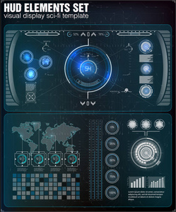 未来用户界面。显示器 Ui。抽象的虚拟图形触摸用户界面。图表.矢量科学文摘。矢量插图