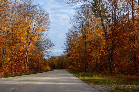 秋天路在图片岩石国家湖岸, Munising, Mi, 美国