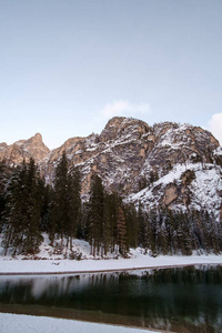 Braies 湖冬季景观