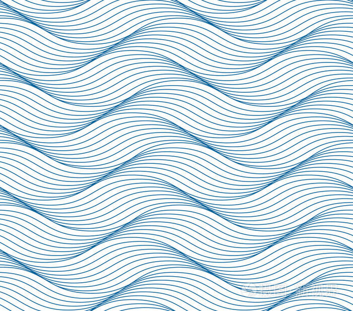 抽象的蓝色波浪艺术线图案背景