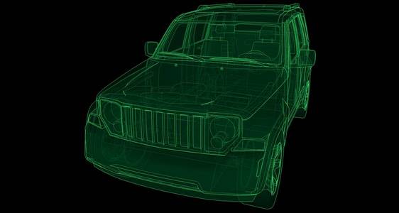 透明的 Suv 与简单的身体直线。3d 渲染