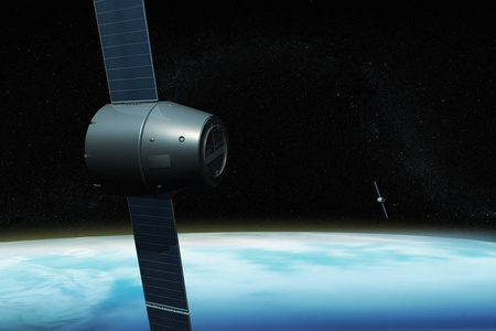 地球轨道GPS卫星系统的三维渲染。 自我设计而不是美国宇航局。