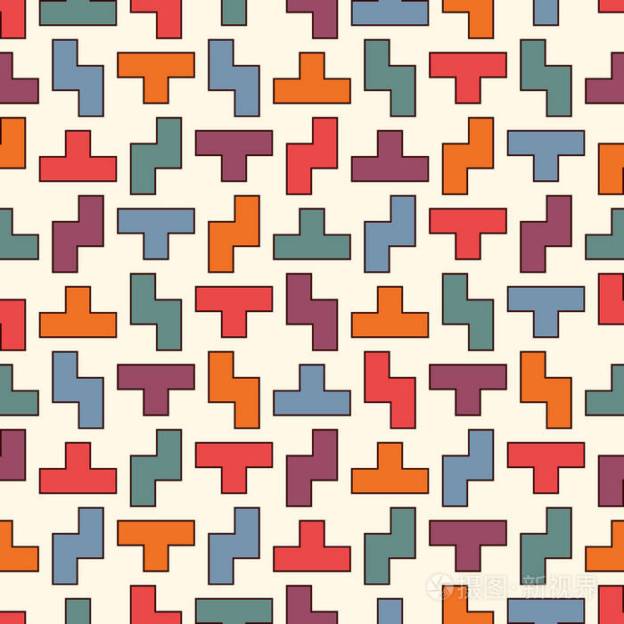 重复的创意拼图镶嵌抽象背景.简单几何装饰的无缝曲面图案设计