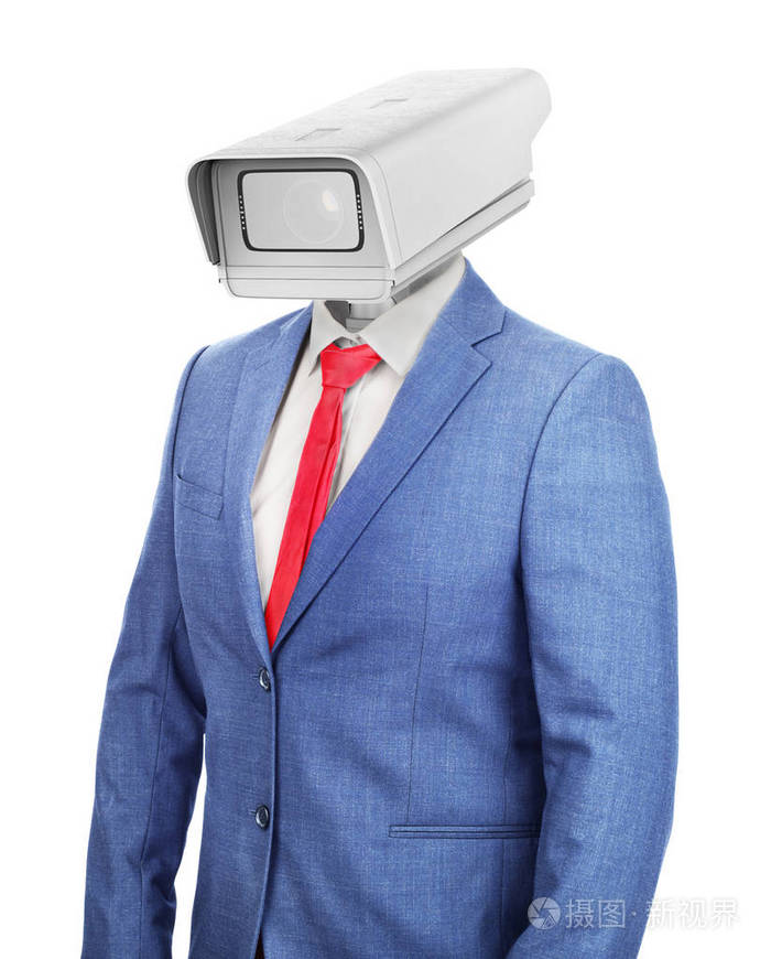 一个空心的服装头部在监控摄像头的形状