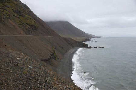 冰岛海岸线与道路