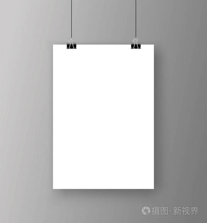 空的a4大小矢量纸架样机挂纸夹股票矢量
