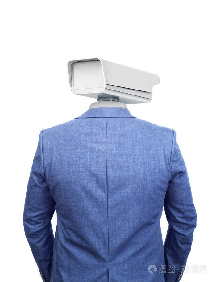 一个空心的服装头部在监控摄像头的形状