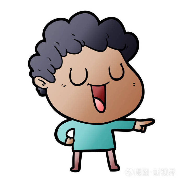 笑的卡通人物指着