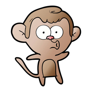 卡通惊讶猴子的矢量插图