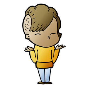 卡通女孩耸肩照片