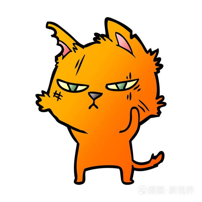 强硬卡通猫的矢量插图