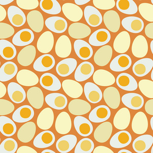 一半的鸡蛋和整个鸡蛋。 无缝矢量背景。