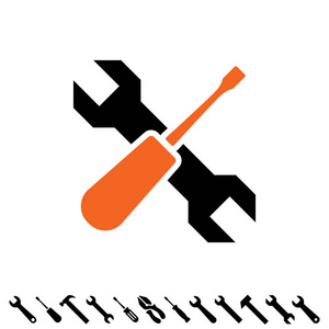 服务工具图标隔离在白色背景上.选项矢量图.螺丝刀设置符号照片