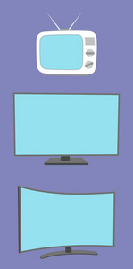 电视屏幕简单图标被隔离。家电。液晶显示屏或 lcd 宽屏电视。现代和老电视