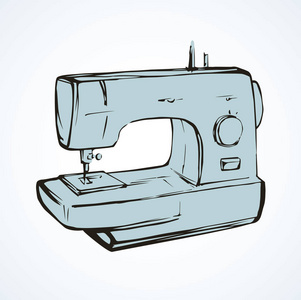 缝纫机。矢量绘图