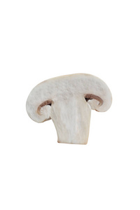 白色分离的切片蘑菇