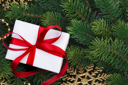 礼品盒及圣诞树枝