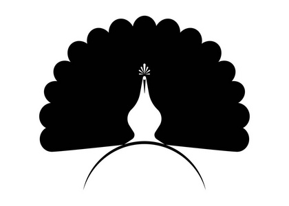 孔雀图标剪影标志设计矢量模板线形风格.