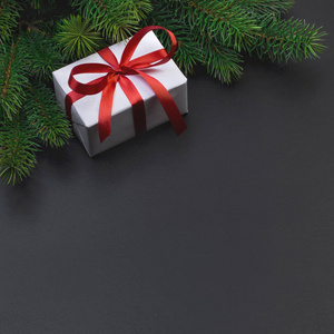 圣诞节树分支及礼品盒