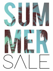 夏季加州Tumblr背景设置手掌天空和日落。 夏季海报海报传单邀请卡。 夏天。