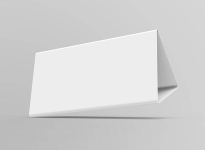 空白桌帐篷3D渲染桌牌模型设计使用三角纸卡商务会议或餐厅菜单